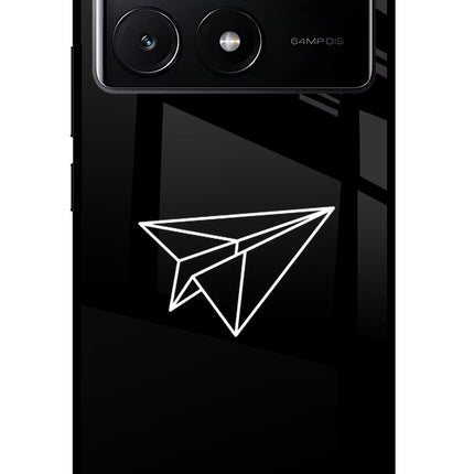 Paper Plane White Poco X6 Pro Glass Case Back Cover by Casekaro