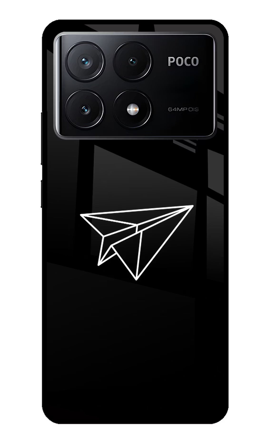 Paper Plane White Poco X6 Pro Glass Case Back Cover by Casekaro