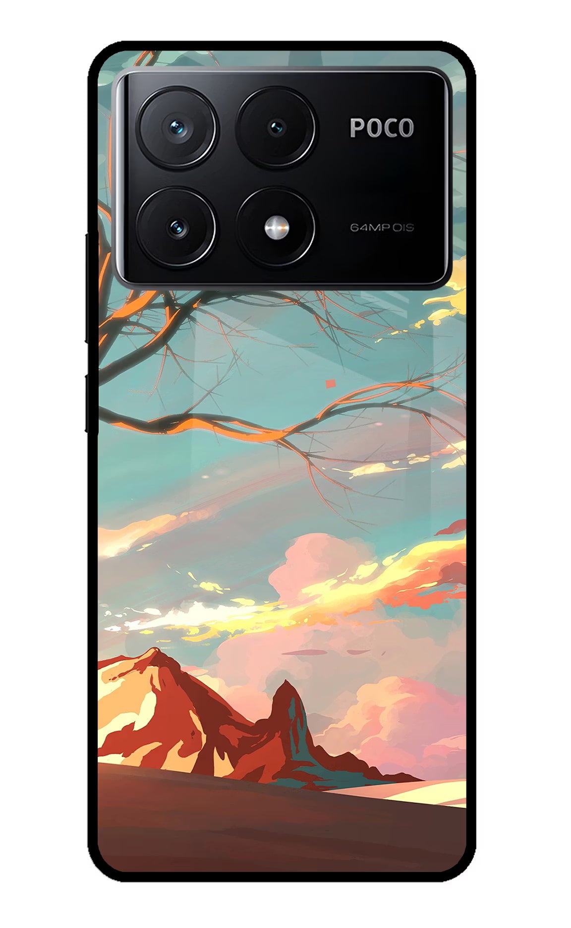 Scenery Poco X6 Pro Glass Case Back Cover by Casekaro