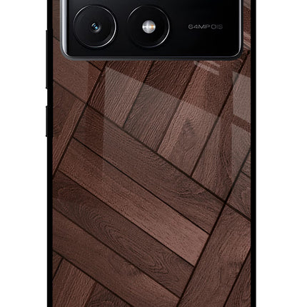 Wooden Texture Design Poco X6 Pro Glass Case Back Cover by Casekaro