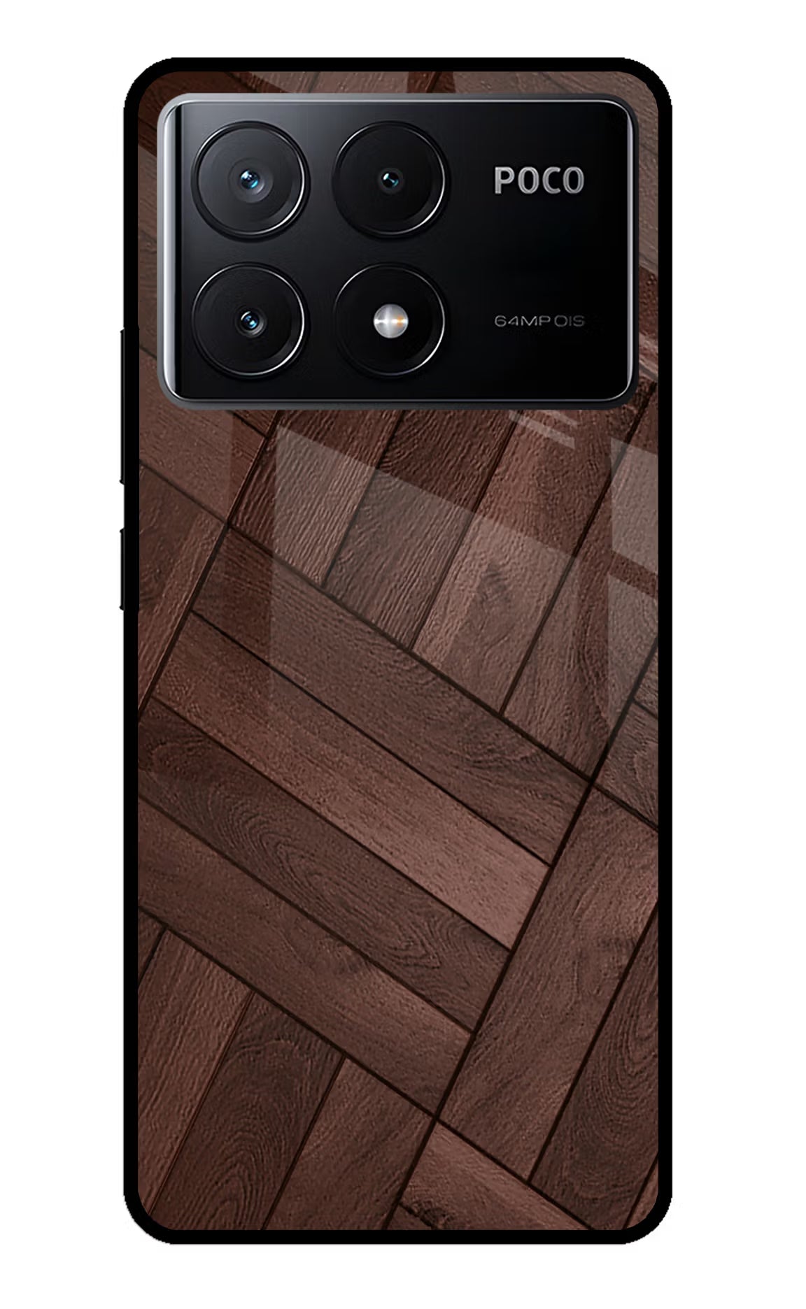 Wooden Texture Design Poco X6 Pro Glass Case Back Cover by Casekaro