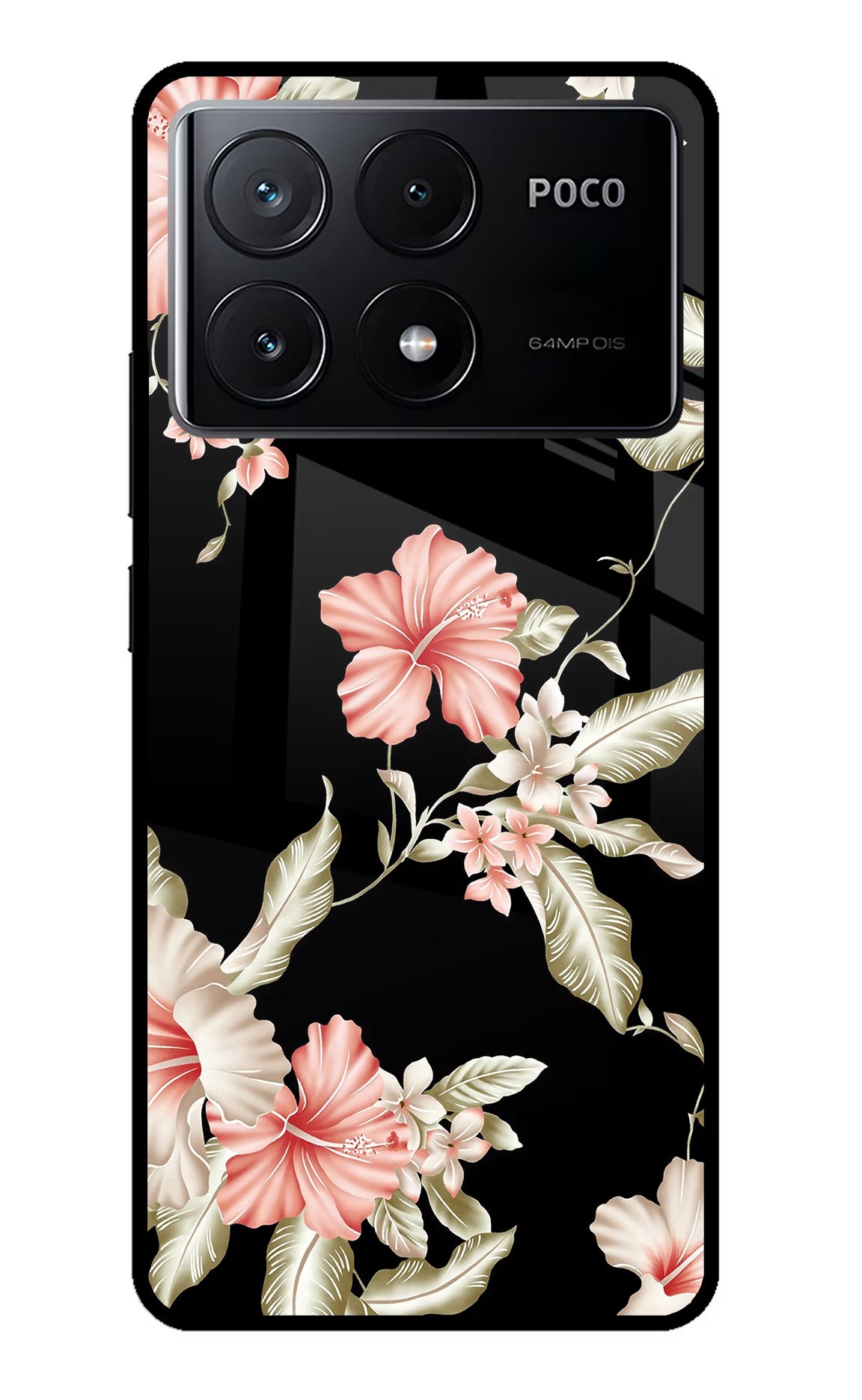 Flowers Poco X6 Pro Glass Case Back Cover by Casekaro