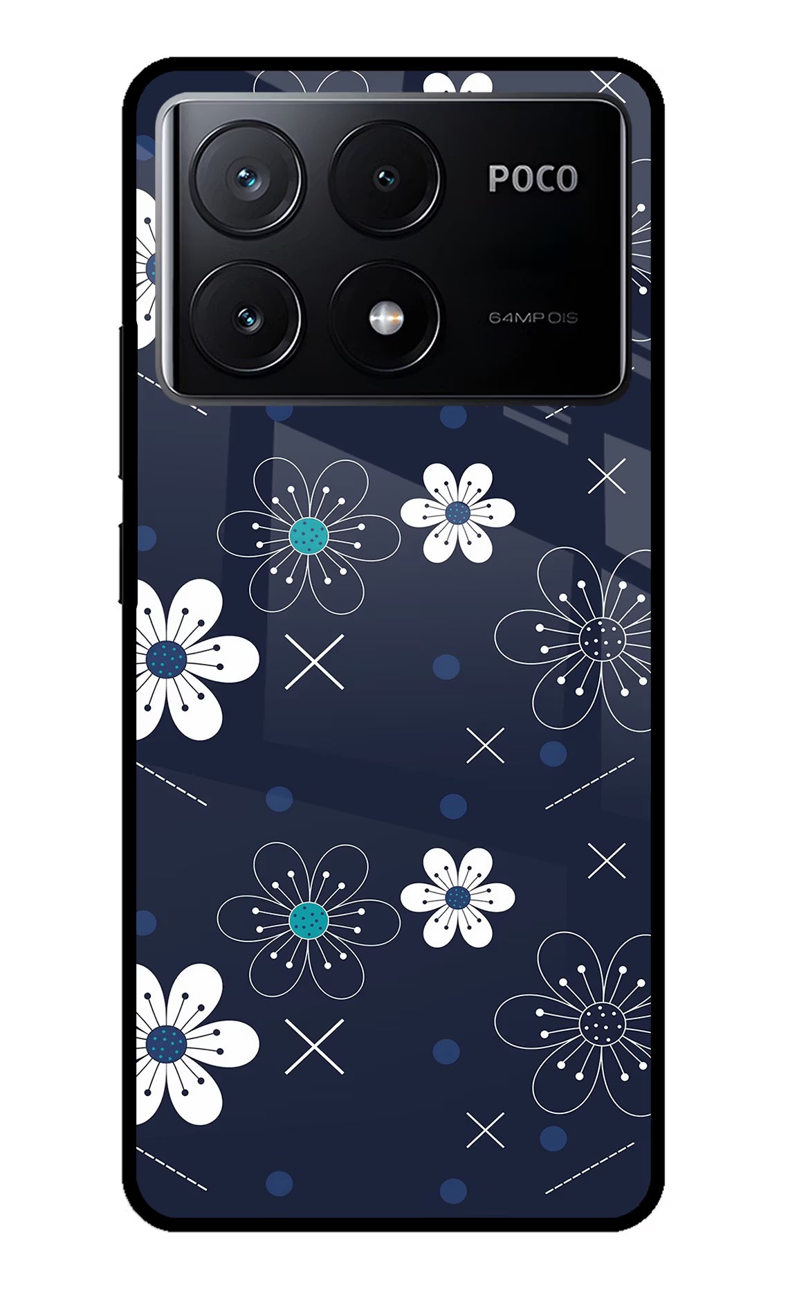 Flowers Poco X6 Pro Glass Case