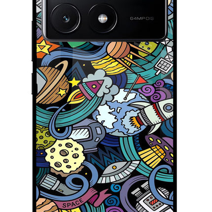 Space Abstract Poco X6 Pro Glass Case Back Cover by Casekaro