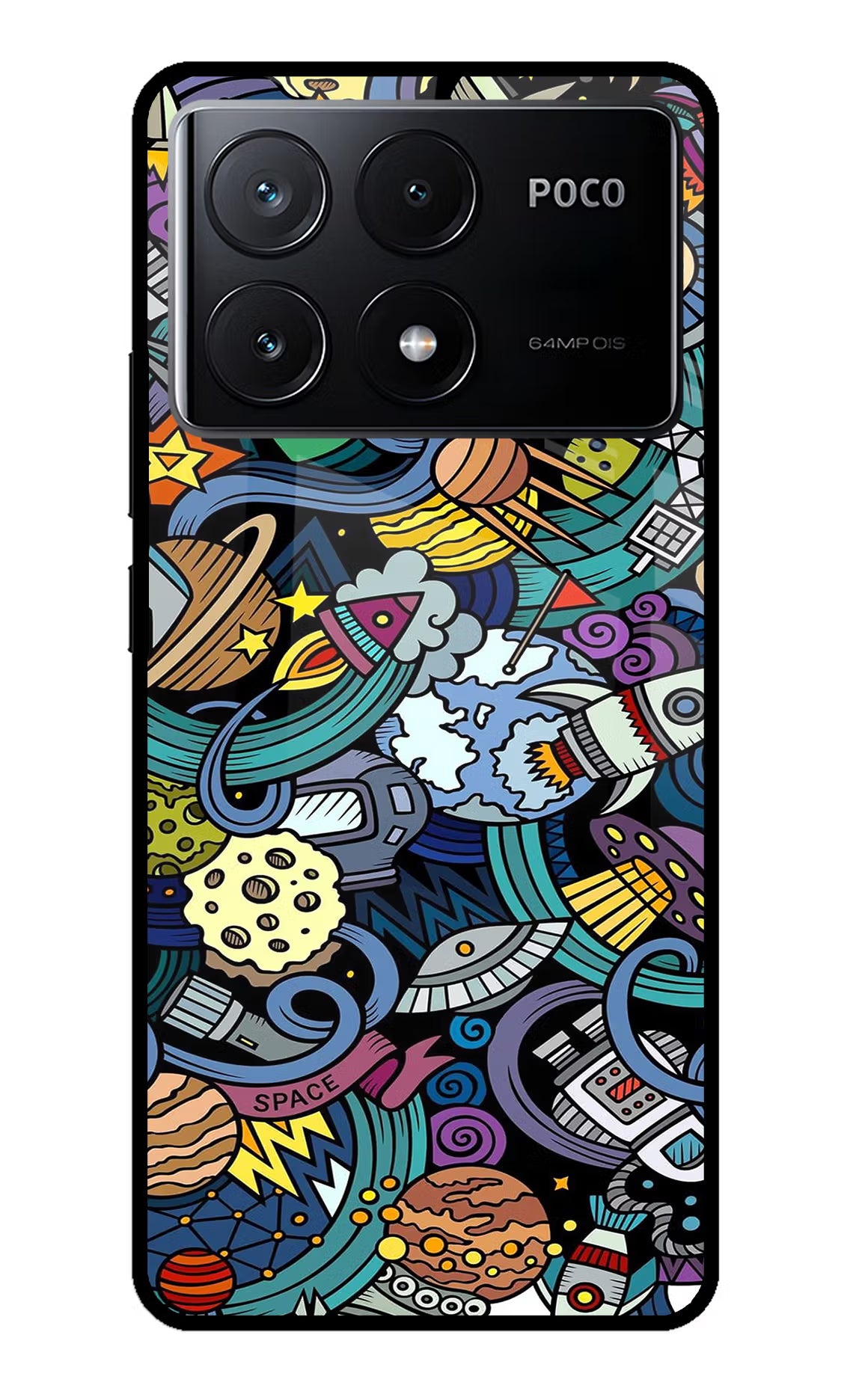 Space Abstract Poco X6 Pro Glass Case Back Cover by Casekaro