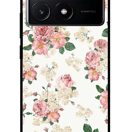 Flowers Poco X6 Pro Glass Case Back Cover by Casekaro