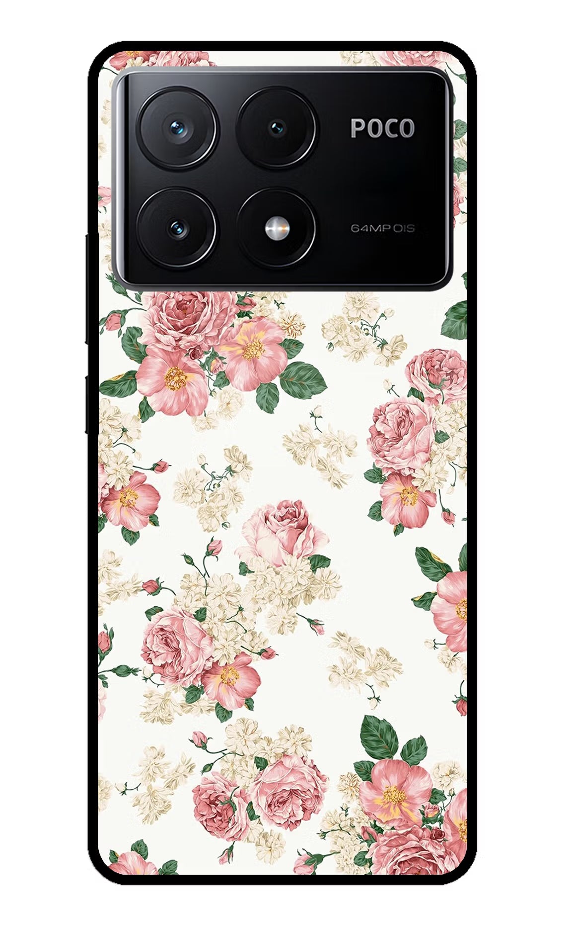 Flowers Poco X6 Pro Glass Case Back Cover by Casekaro