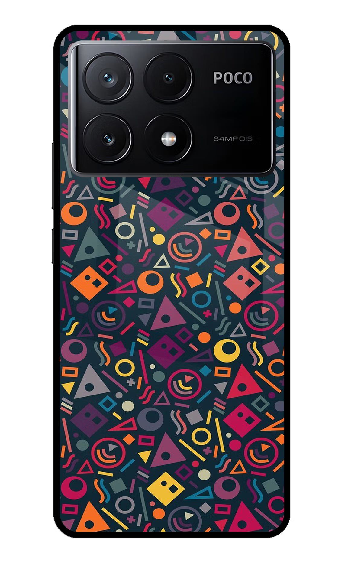 Geometric Abstract Poco X6 Pro Glass Case Back Cover by Casekaro