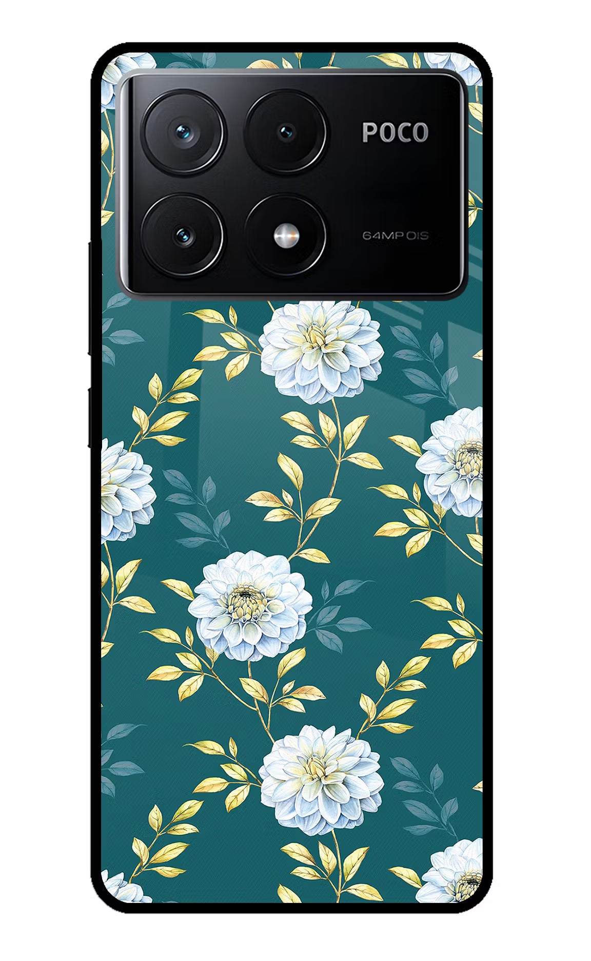 Flowers Poco X6 Pro Glass Case