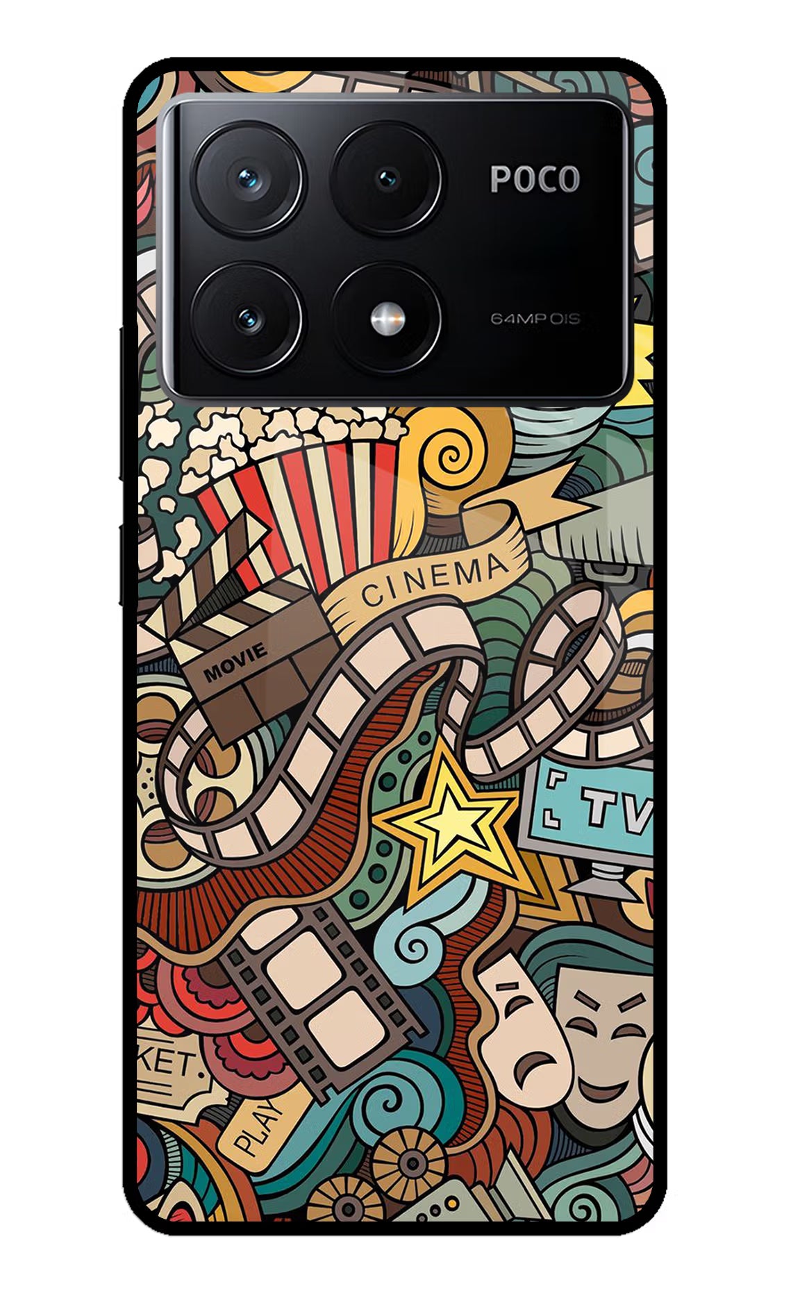 Cinema Abstract Poco X6 Pro Glass Case Back Cover by Casekaro