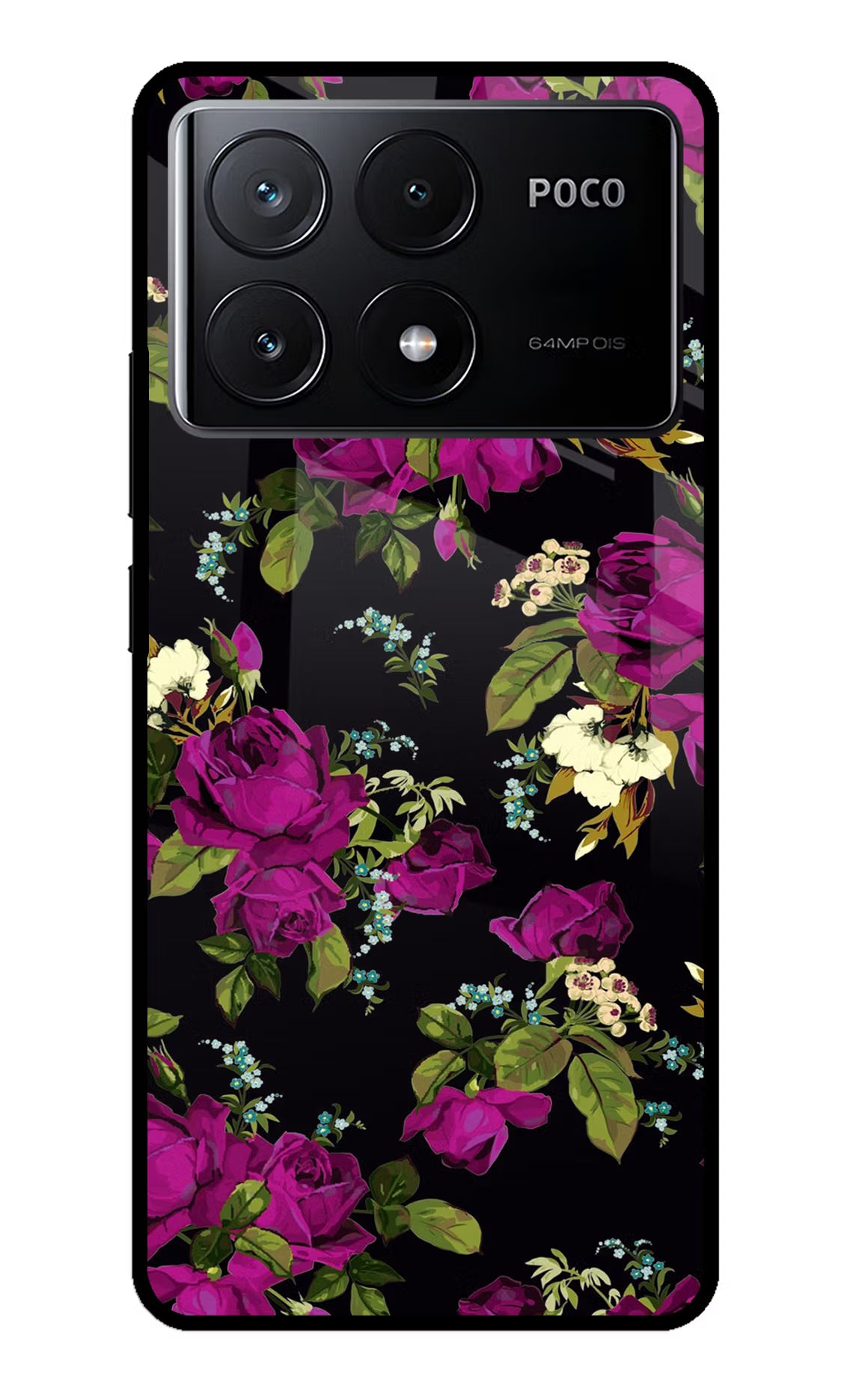 Flowers Poco X6 Pro Glass Case Back Cover by Casekaro