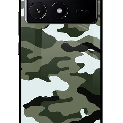 Camouflage Poco X6 Pro Glass Case Back Cover by Casekaro