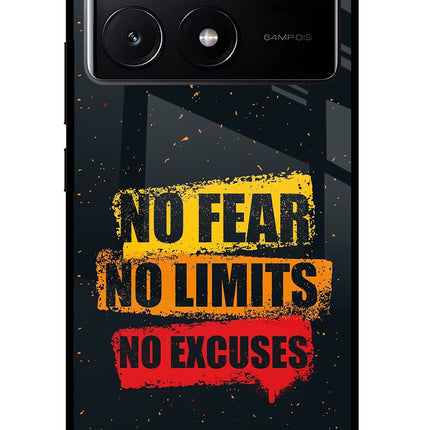 No Fear No Limits No Excuse Poco X6 Pro Glass Case Back Cover by Casekaro