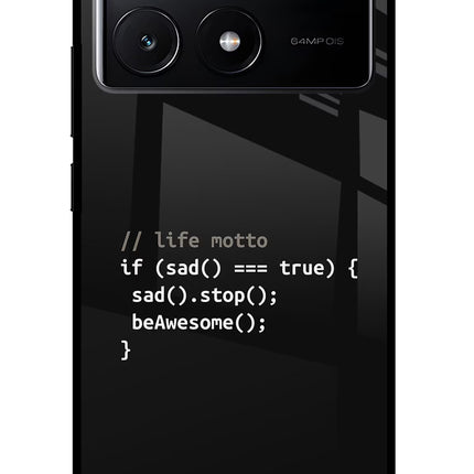Life Motto Code Poco X6 Pro Glass Case Back Cover by Casekaro