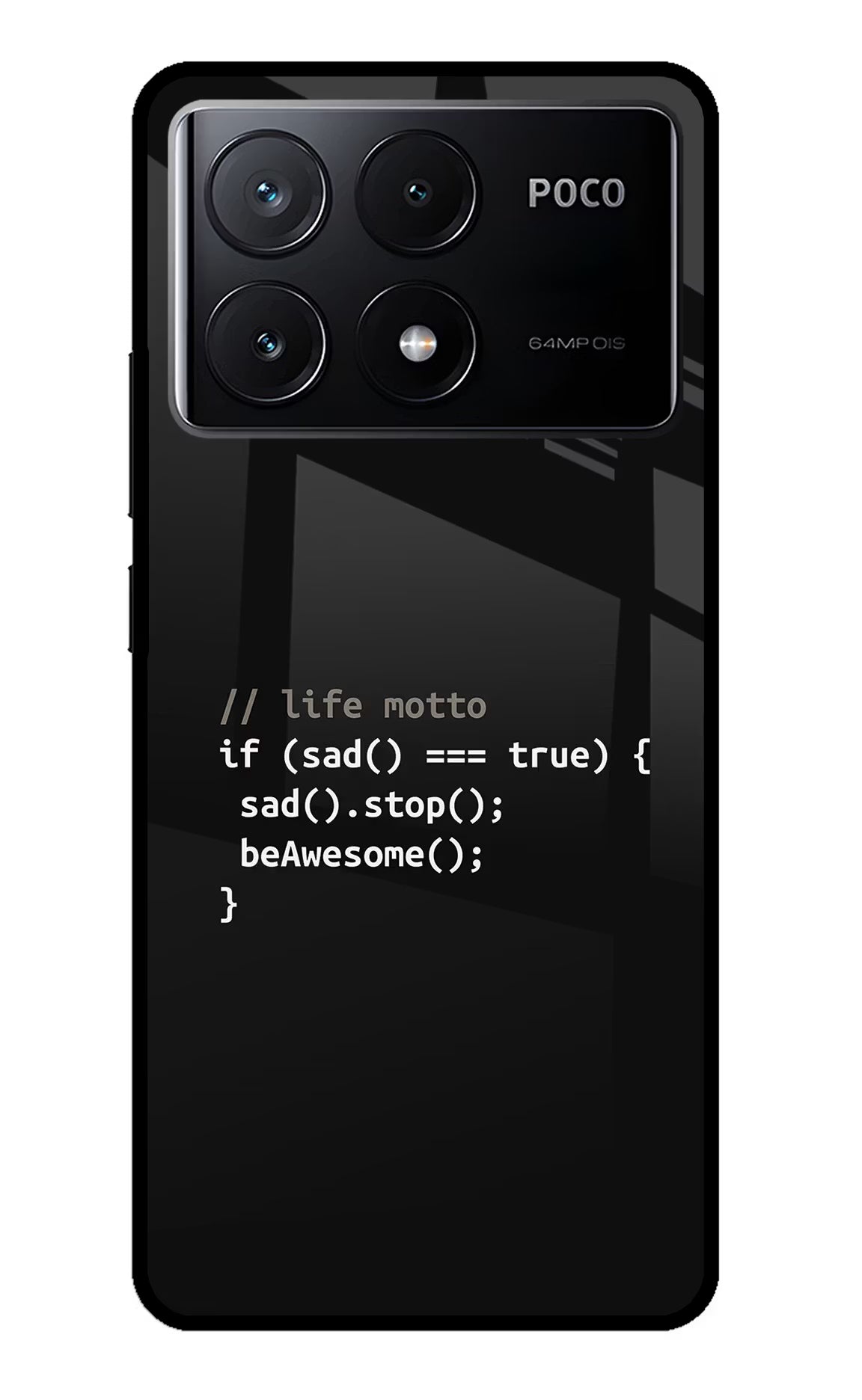 Life Motto Code Poco X6 Pro Glass Case Back Cover by Casekaro