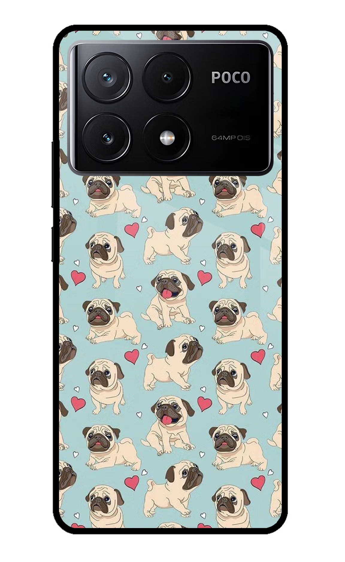 Pug Dog Poco X6 Pro Glass Case Back Cover by Casekaro