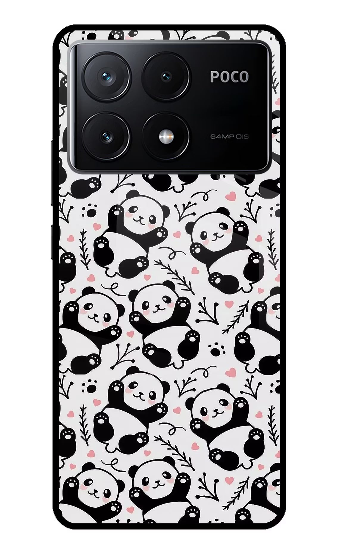 Cute Panda Poco X6 Pro Glass Case Back Cover by Casekaro
