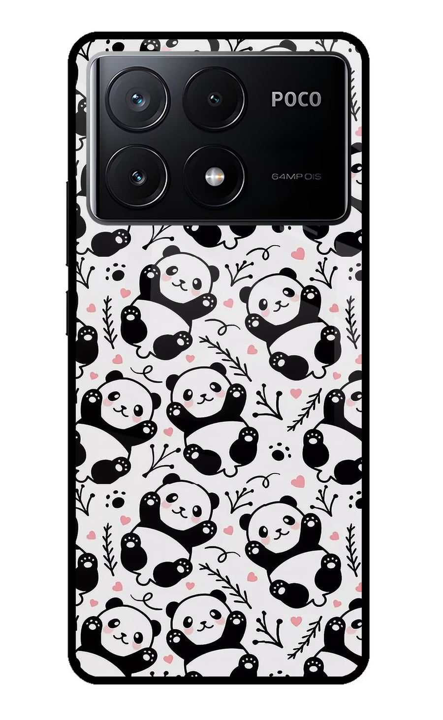 Cute Panda Poco X6 Pro Back Cover, Glass case