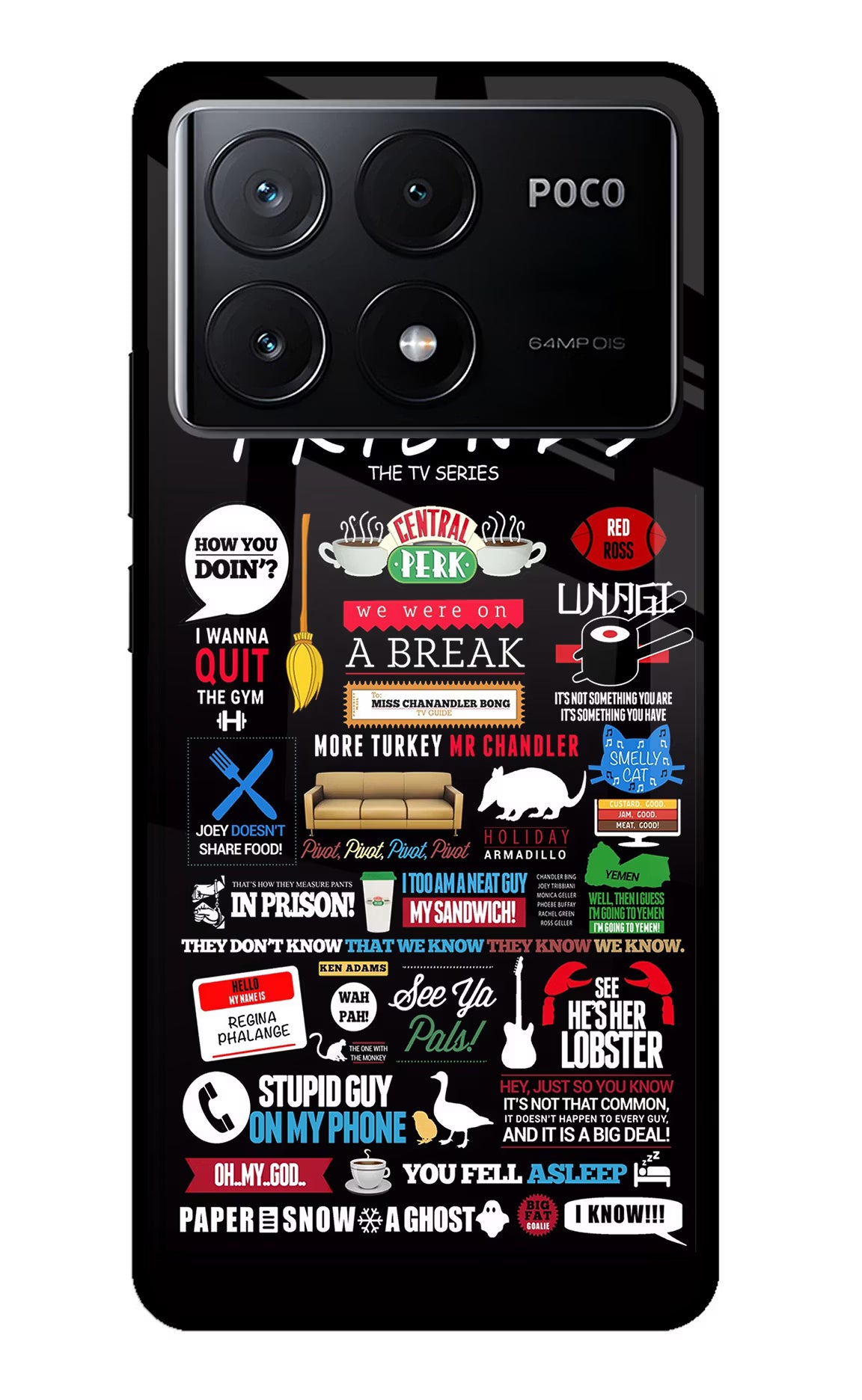 FRIENDS Poco X6 Pro Glass Case Back Cover by Casekaro