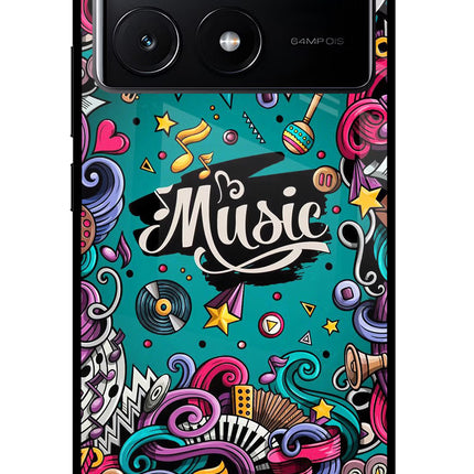 Music Graffiti Poco X6 Pro Glass Case Back Cover by Casekaro