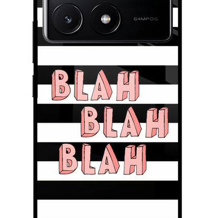 Blah Blah Blah Poco X6 Pro Glass Case Back Cover by Casekaro