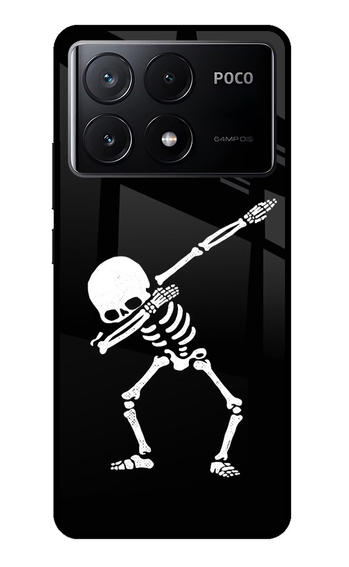 Dabbing Skeleton Art Poco X6 Pro Glass Case