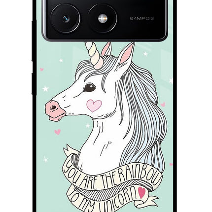 Unicorn Wallpaper Poco X6 Pro Glass Case Back Cover by Casekaro