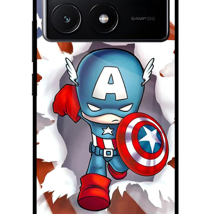 Captain America Poco X6 Pro Glass Case Back Cover by Casekaro