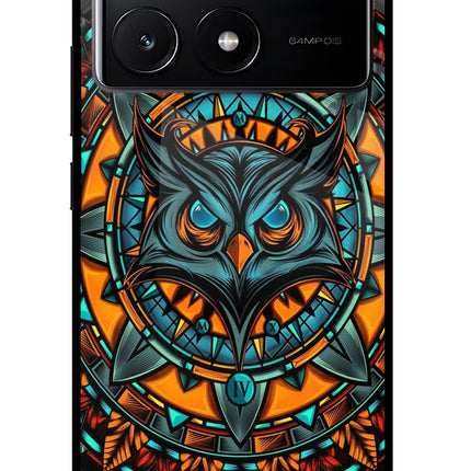Angry Owl Art Poco X6 Pro Glass Case Back Cover by Casekaro