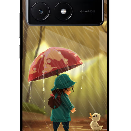 Rainy Day Poco X6 Pro Glass Case Back Cover by Casekaro
