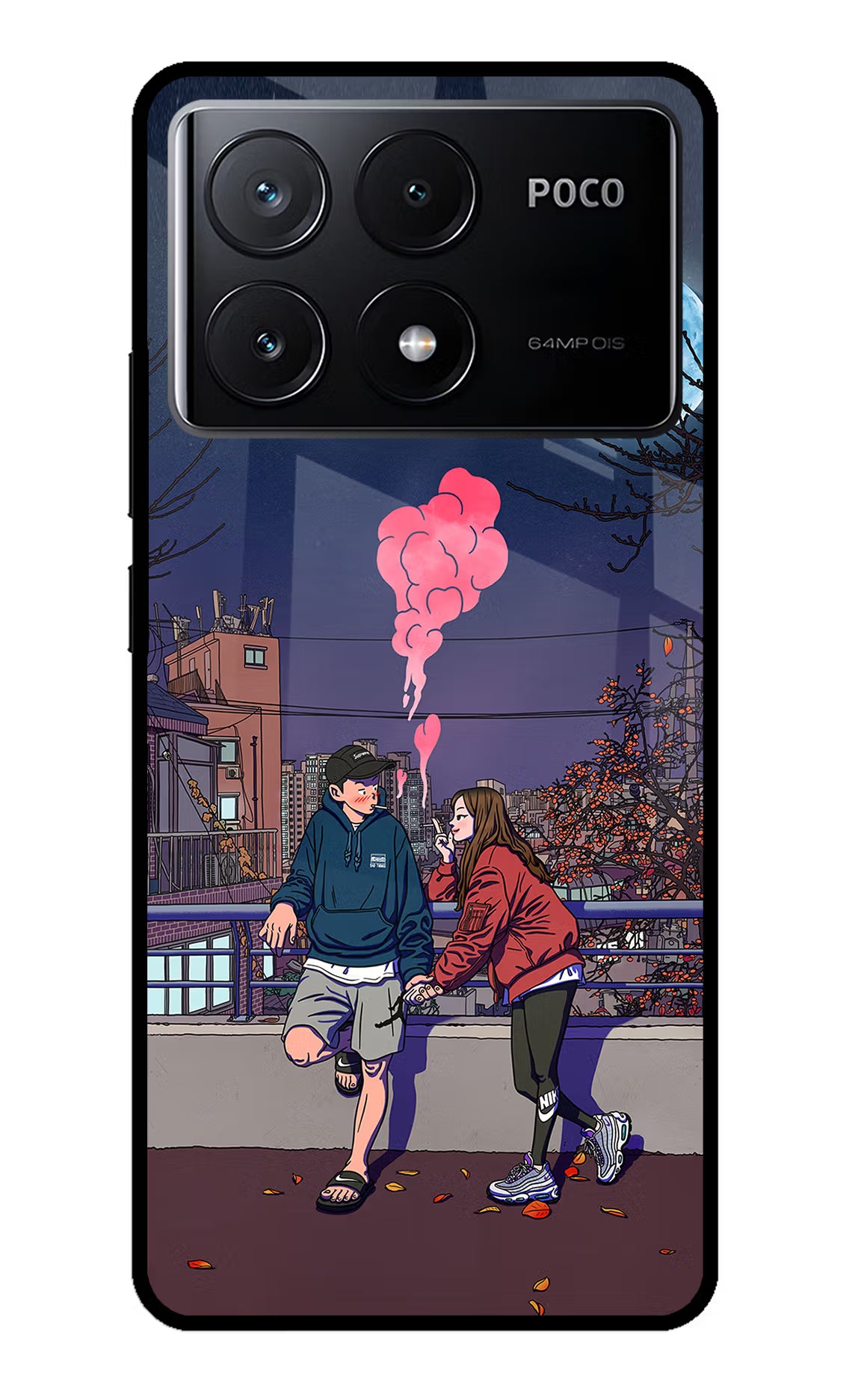 Chilling Couple Poco X6 Pro Glass Case Back Cover by Casekaro