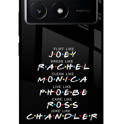 FRIENDS Character Poco X6 Pro Glass Case Back Cover by Casekaro
