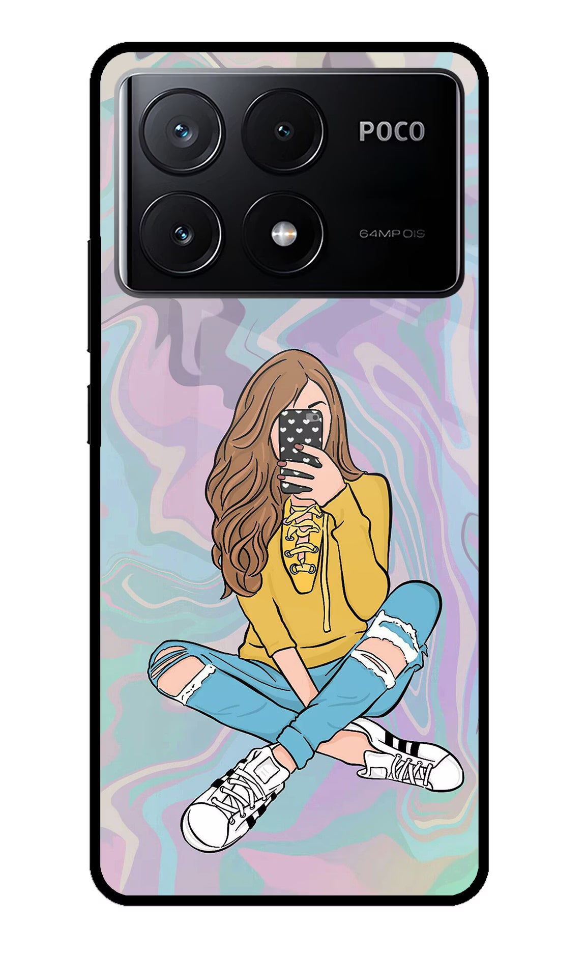 Selfie Girl Poco X6 Pro Glass Case Back Cover by Casekaro
