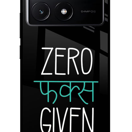Zero Fucks Given Poco X6 Pro Glass Case Back Cover by Casekaro
