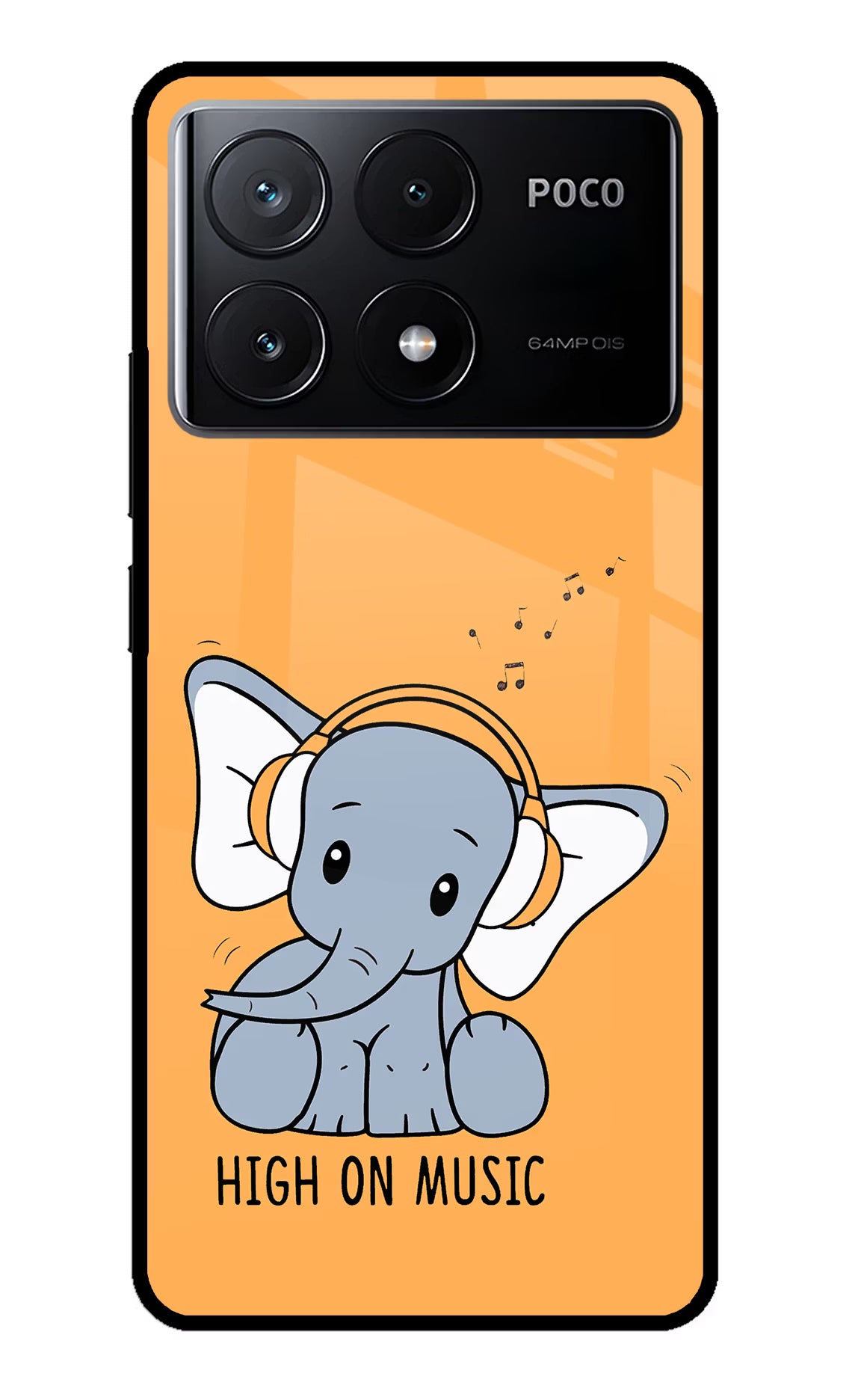 High On Music Poco X6 Pro Glass Case Back Cover by Casekaro