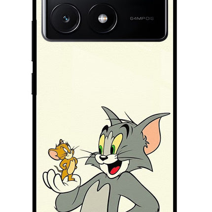 Tom & Jerry Poco X6 Pro Glass Case Back Cover by Casekaro