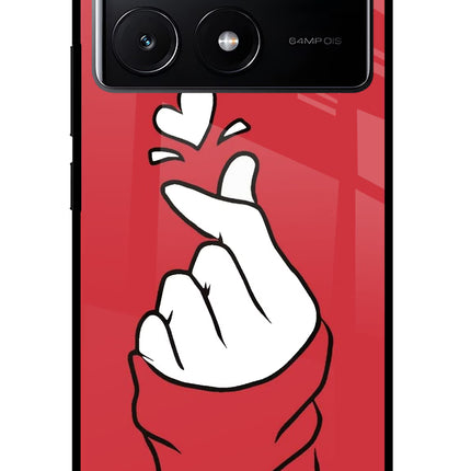 Korean Love Sign Poco X6 Pro Glass Case Back Cover by Casekaro