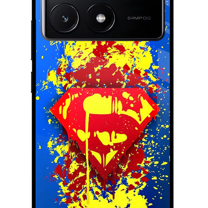 Superman logo Poco X6 Pro Glass Case Back Cover by Casekaro