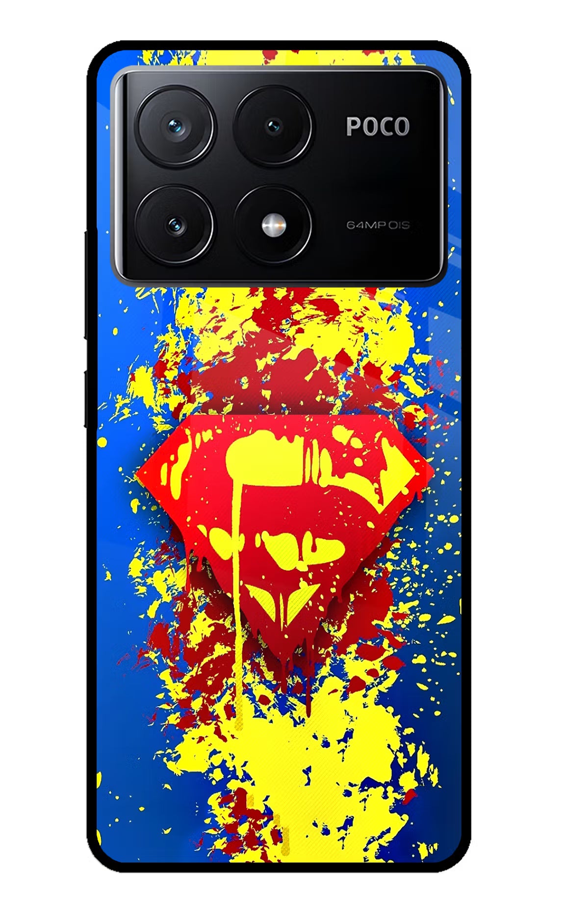 Superman logo Poco X6 Pro Glass Case Back Cover by Casekaro