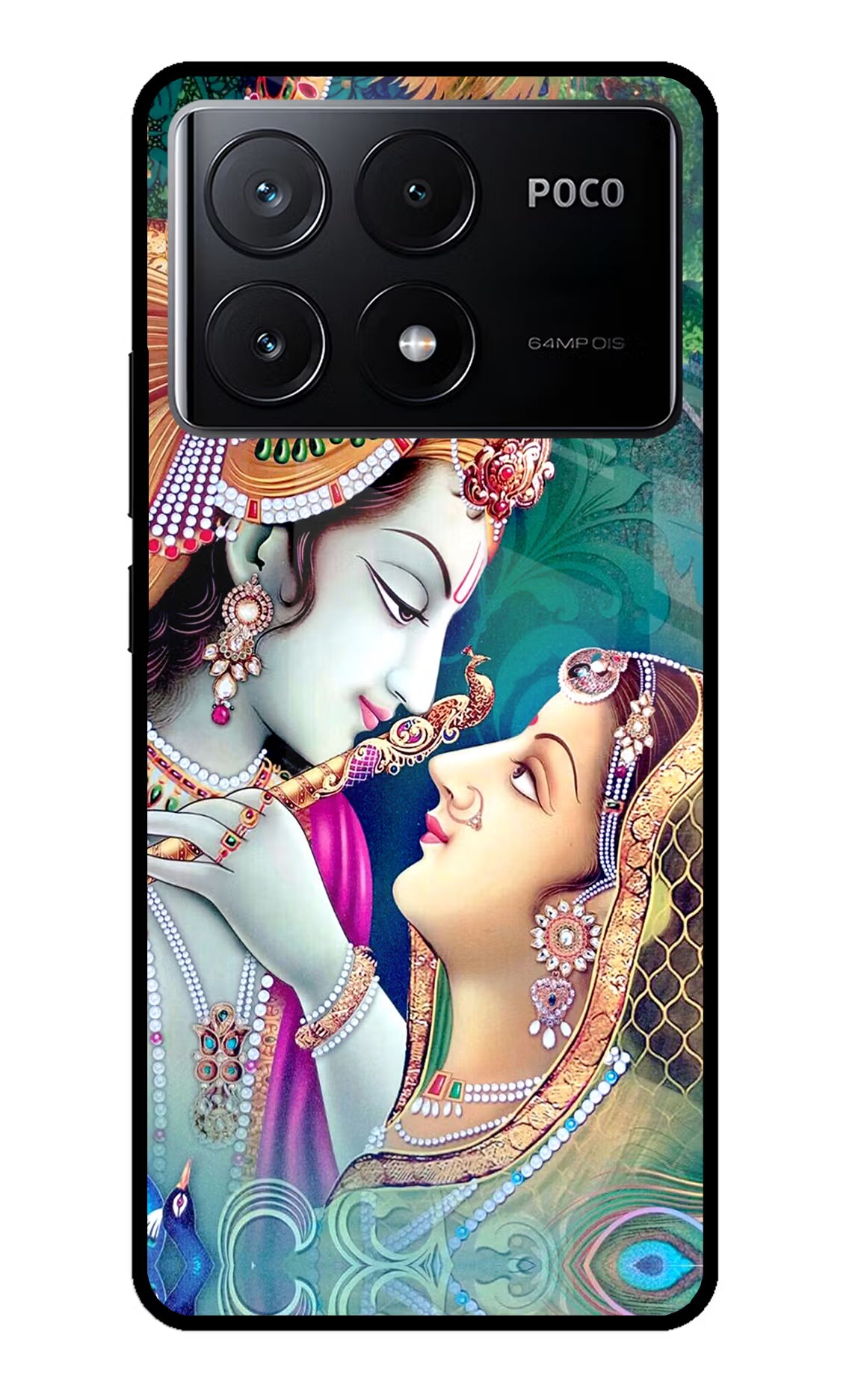 Lord Radha Krishna Poco X6 Pro Glass Case Back Cover by Casekaro