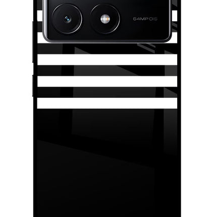 Black and White Print Poco X6 Pro Glass Case Back Cover by Casekaro