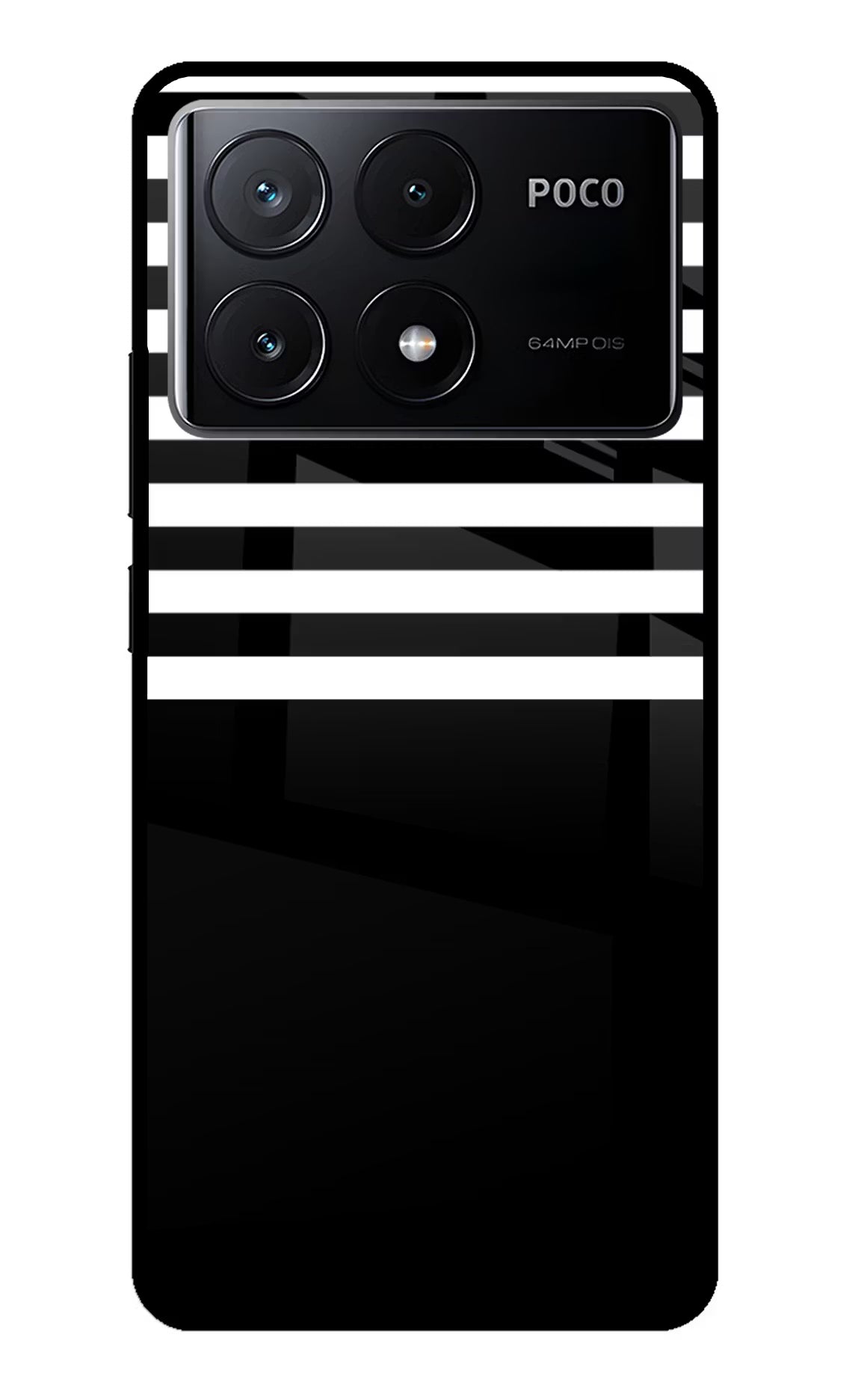 Black and White Print Poco X6 Pro Glass Case Back Cover by Casekaro