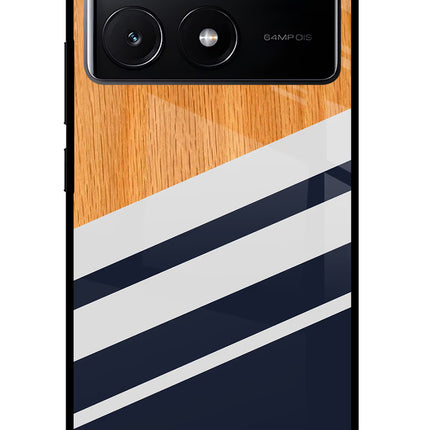Blue and white wooden Poco X6 Pro Glass Case