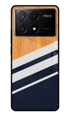Blue and white wooden Poco X6 Pro Glass Case