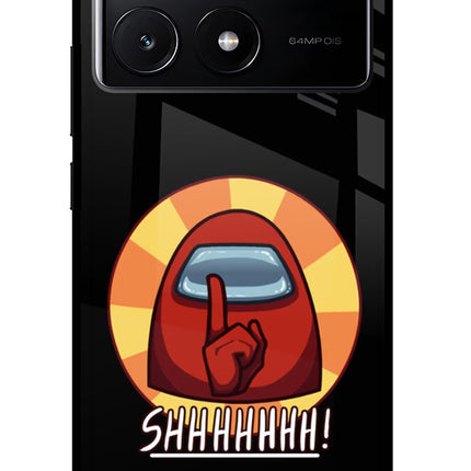 Among Us Shhh! Poco X6 Pro Glass Case Back Cover by Casekaro