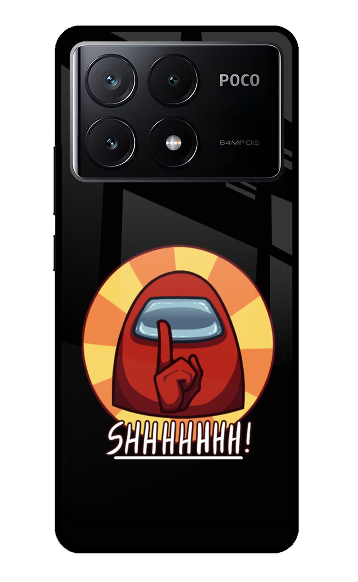 Among Us Shhh! Poco X6 Pro Glass Case Back Cover by Casekaro