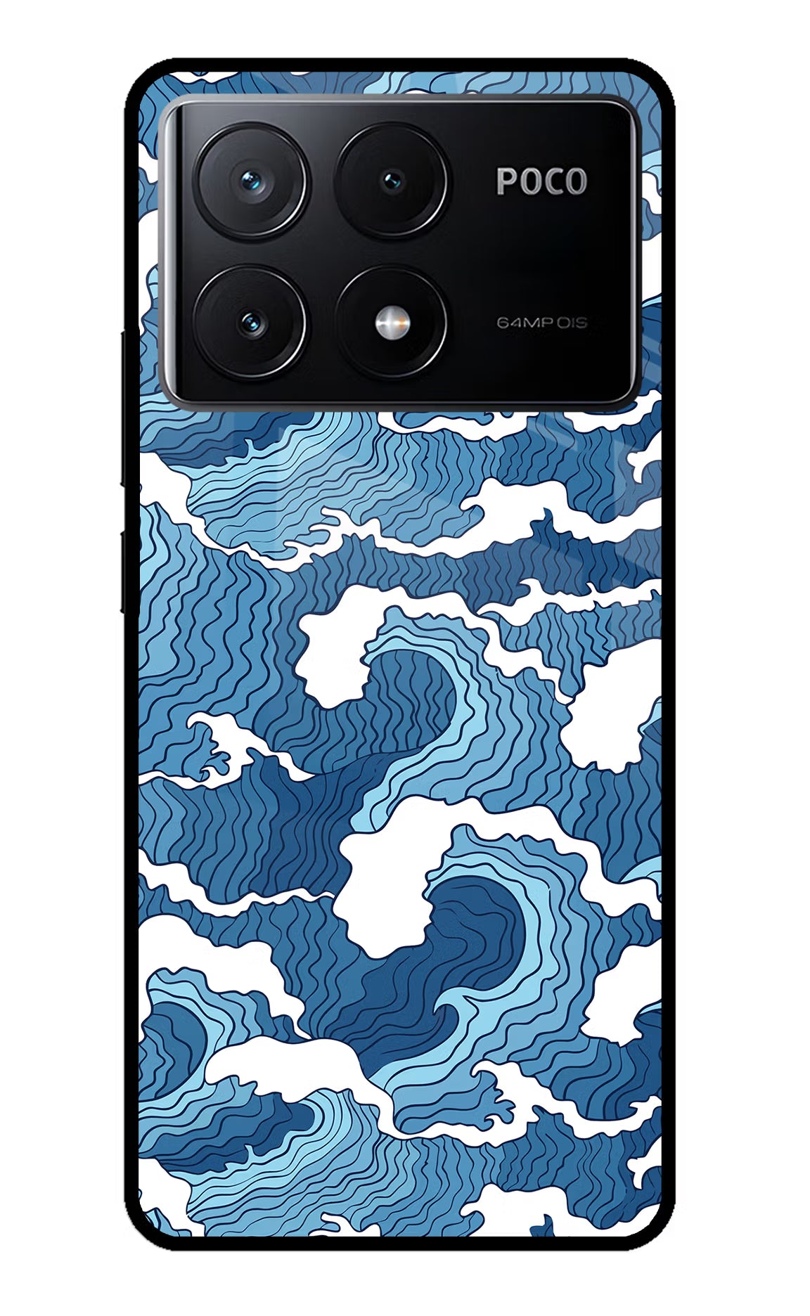 Blue Waves Poco X6 Pro Glass Case Back Cover by Casekaro