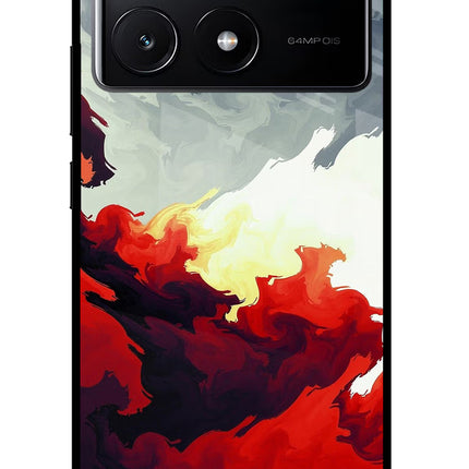 Fire Cloud Poco X6 Pro Glass Case Back Cover by Casekaro
