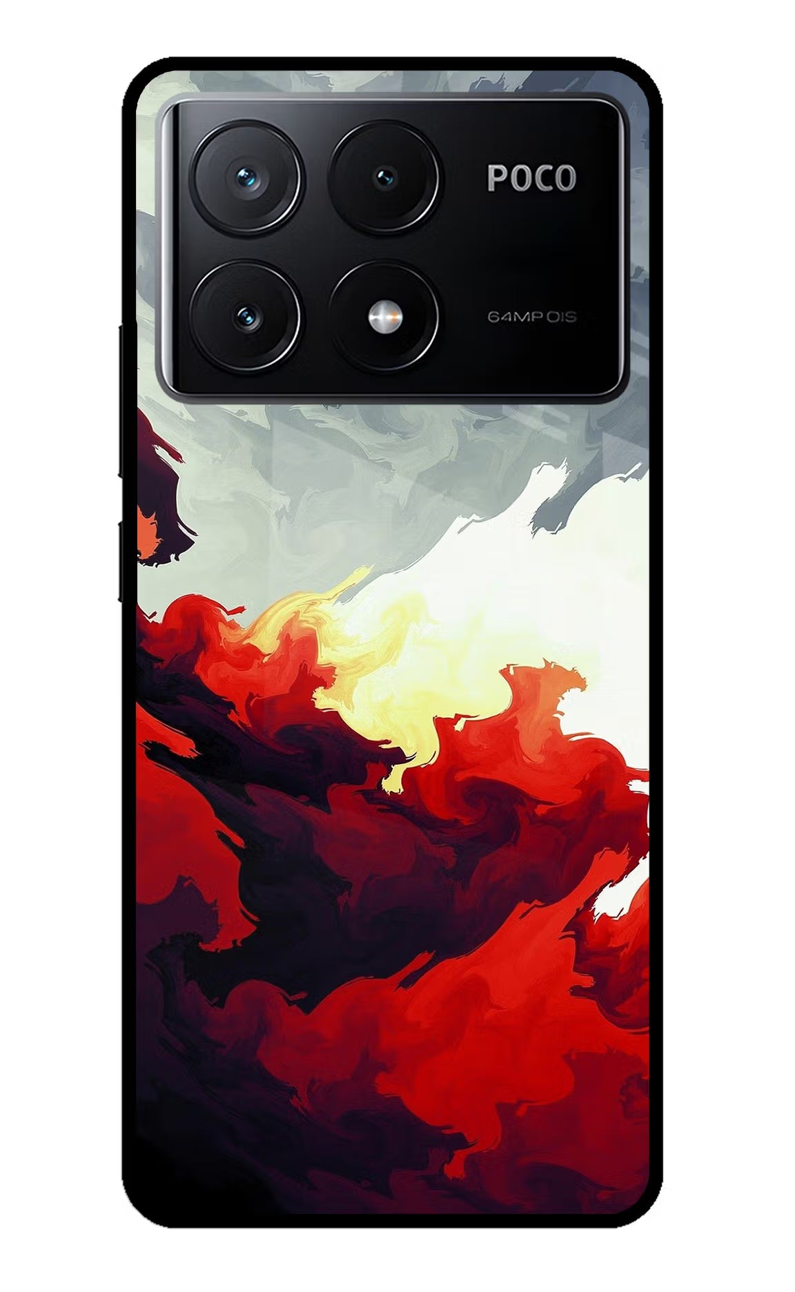 Fire Cloud Poco X6 Pro Glass Case Back Cover by Casekaro