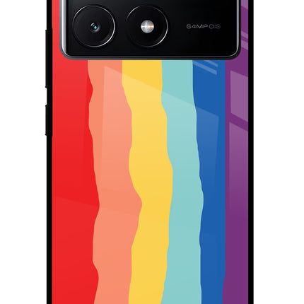 Rainbow Poco X6 Pro Glass Case Back Cover by Casekaro